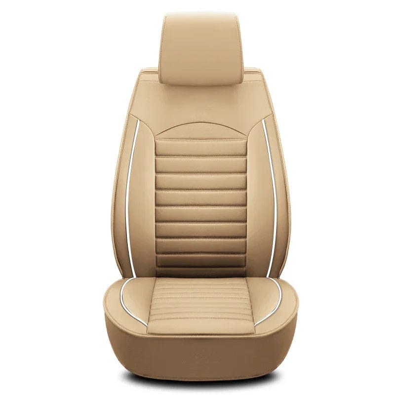  Showlu Fashion Store Beige-1 Pcs Front Luxury Quality Leather Car Seat Cover Comfortable  Four Seasons Universal Front/ Rear/ Full Set Cover Cushion Car Seat Protector