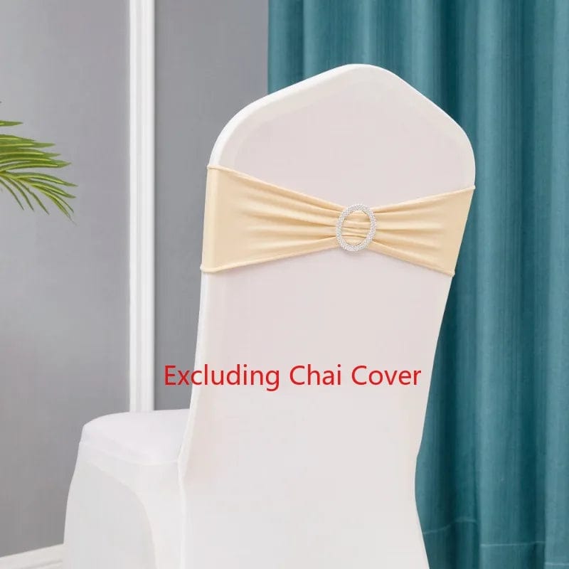 Showlu Fashion Store beige / 10 pcs 10pcs/lot Stretch Lycra Spandex Chair Covers Bands With Buckle Slider For Wedding Decorations Wholesale Chair Sashes Bow heart