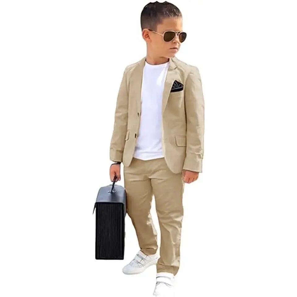 SHOWLU FASHION STORE Beige / 11 / CHINA Fashion Solid Boys Suits Chic Notch Lapel Single Breasted 2 Piece Wedding Party Formal Suit for Boy Slim Blazer with Pants