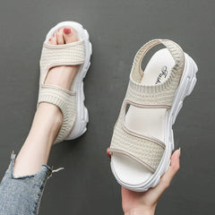  Showlu Fashion Store Beige [2003]] / EUR40 Summer Fairy Style Daddy Platform Shoes Thick Sole Sports Sandals