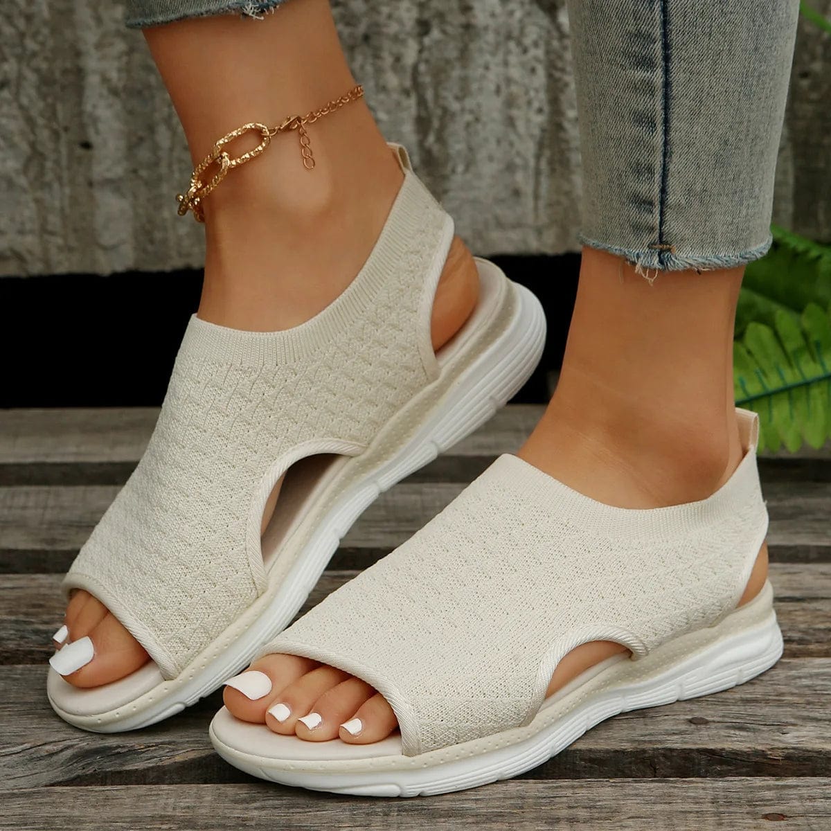  Showlu Fashion Store Beige / 42 Women Sandals Classics Summer Sandalias Mujer 2023 Casual Flat Shoes For Women Soft Bottom Summer Footwear Luxury Sandals Female