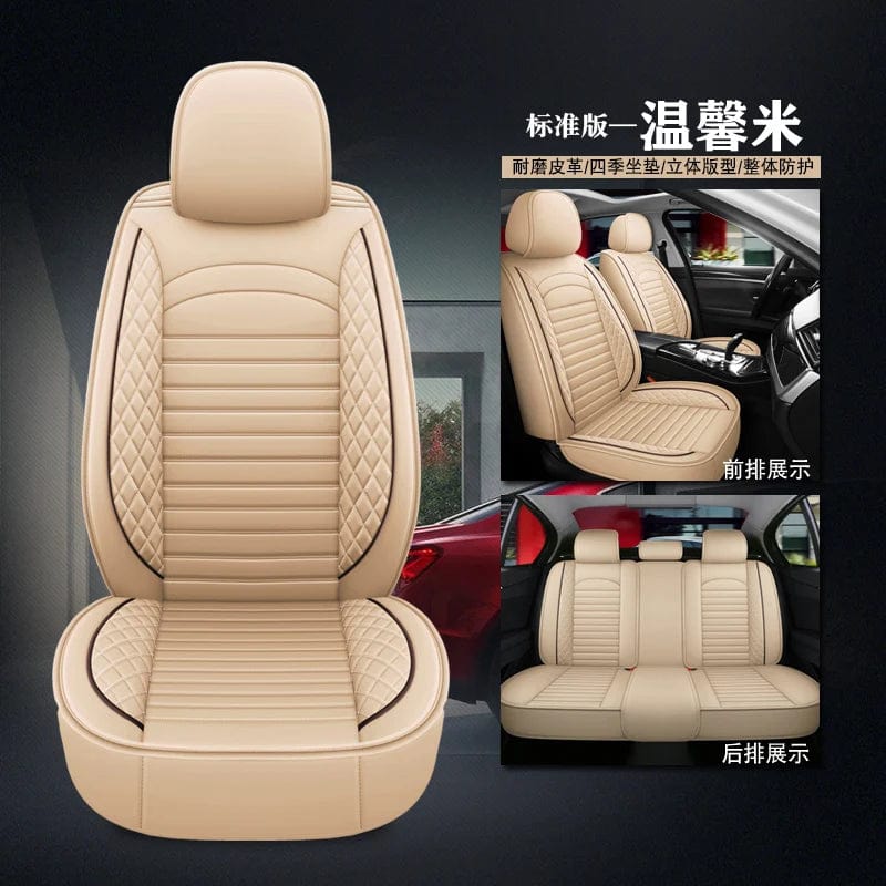 Showlu Fashion Store Beige 5 seats 1 Artificial Leather Luxury 3D Car Seat Cover Is Suitable for CHEVROLET Cruze Blazer Captiva Camaro Aveo Malibu Equinox Interior