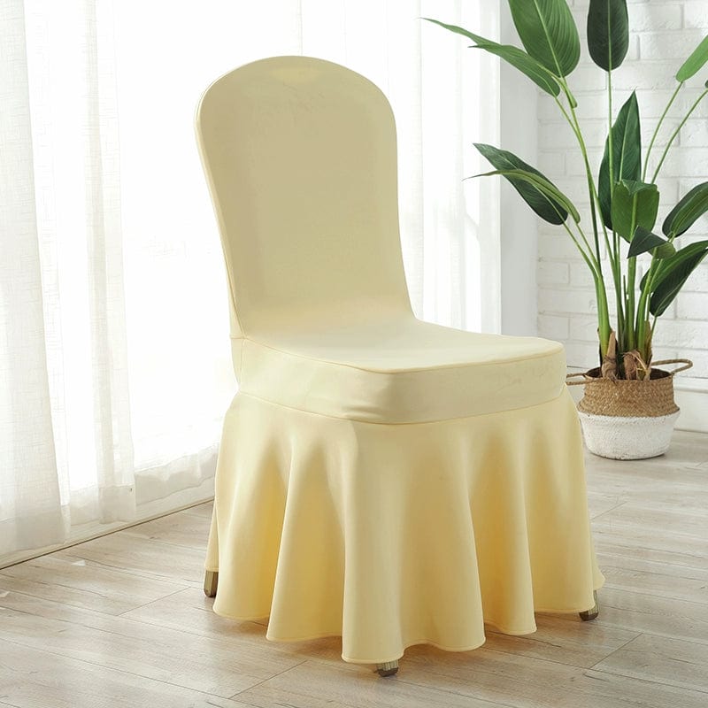  Showlu Fashion Store Beige air layer Sun skirt chair cover Thickened Air Layer Conference Hotel White Banquet Elastic Chair Cover Hotel Dedicated for Home Use and Restaurants Chair Cover One-Piece