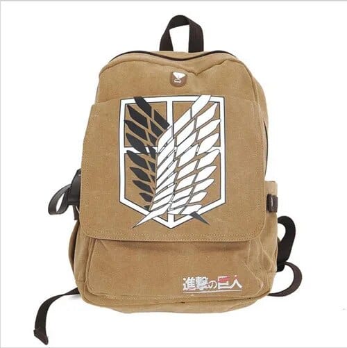 Showlu Fashion Store Beige Attack On Titan Backpacks For Men Anime School Bag For Teenagers Canvas Laptop Back Pack Rucksack Attack Of The Titans Backpack