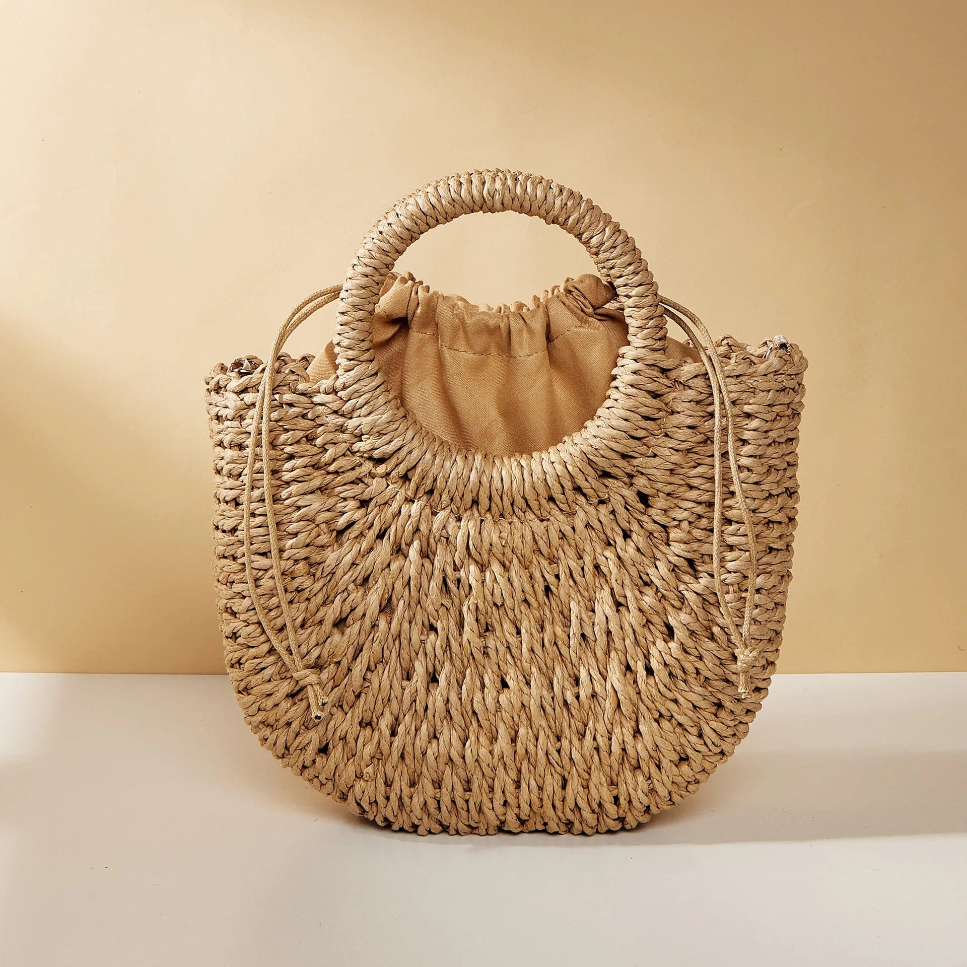  Showlu Fashion Store beige Handwoven Straw Rattan Half-Moon Beach Handbag Large Capacity Women Summer Hollow Out Crossbody Shoulder Bag