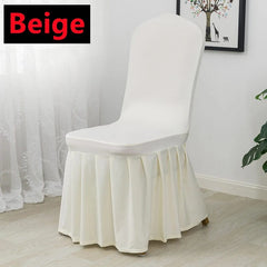  Showlu Fashion Store Beige Pleated Skirt Stretch Spandex Dining Chair Cover Removable Weddings Banquet Chair Protectors Party Hotel Washable Seat Covers