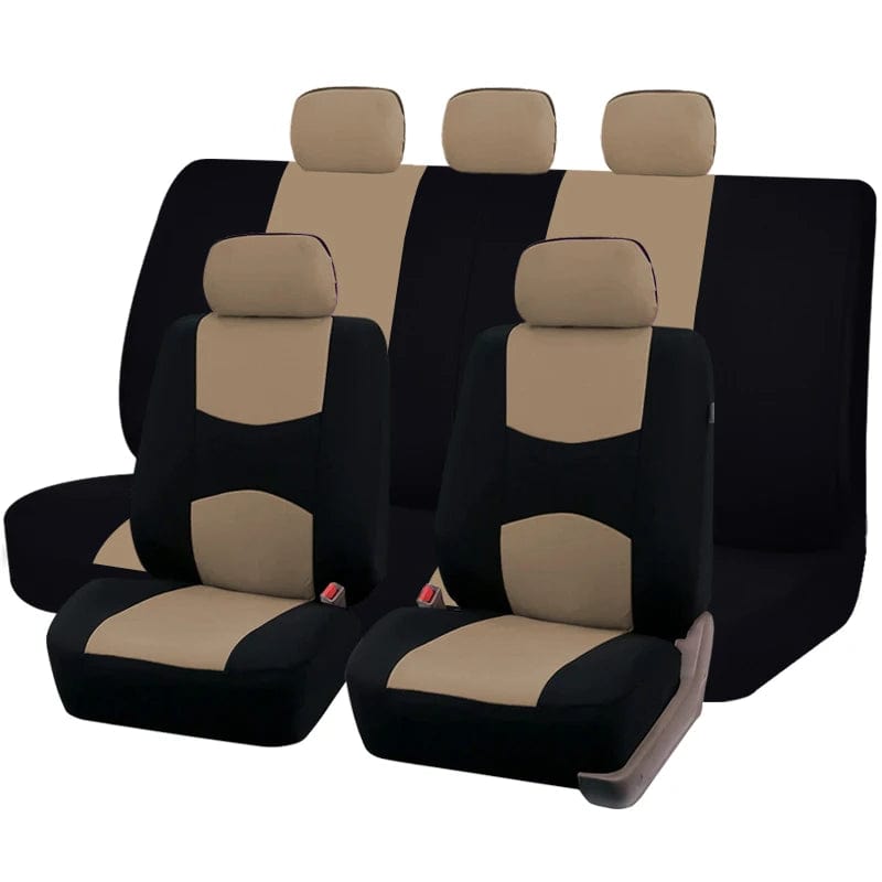 Showlu Fashion Store Beige Set AUTO PLUS Car Seat Covers Universal Fit Most Car, SUVs, Vans Polyester Mesh Fabric Car Seat Cushion Car Accessories Interior