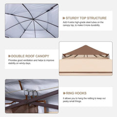  Showlu Fashion Store Beige / United States Outdoor Gazebo Pop Up Gazebo 11x11 - Outdoor Canopy Tent with Mosquito Netting for Patio Garden Backyard,Patio Gazebo