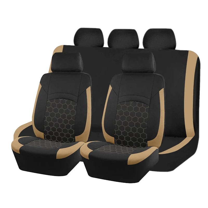  Showlu Fashion Store Beige Universal Car Seat Cover Football Pattern Car Accessories Interior Man Fit for most Car SUV Truck Van Airbag Compatible