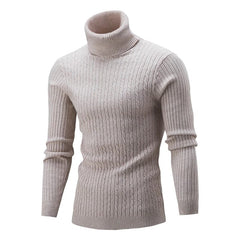 SHOWLU FASHION STORE beige white / XL 2023 Winter Men Warm Turtleneck Sweater Mens Rollneck Warm Knitted Sweater Keep Warm Men  Casual  Jumper Knit Woolen Sweater