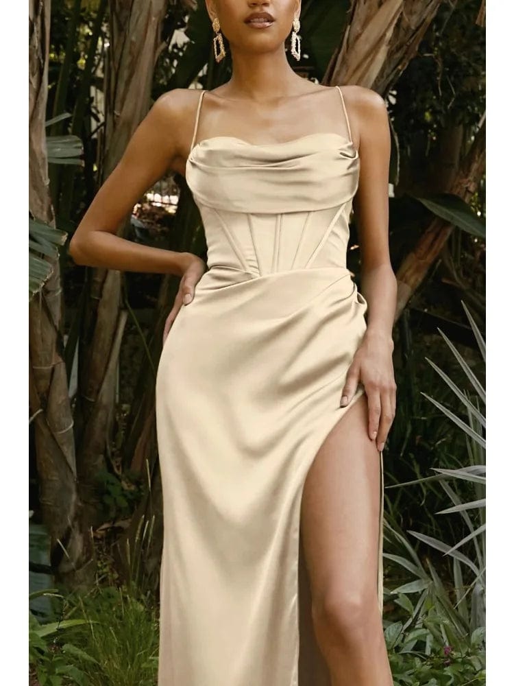  Showlu Fashion Store Beige / XL Elegant Off Shoulder Evening Dress