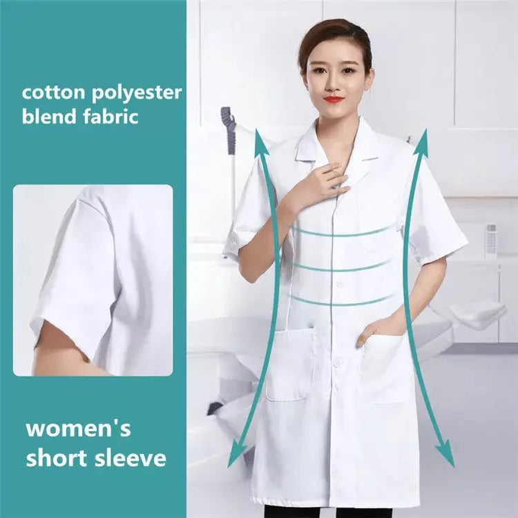 Unisex Showlu medical lab coat with custom logo, suitable for hospital doctors and nurses, professional medical scrubs uniform