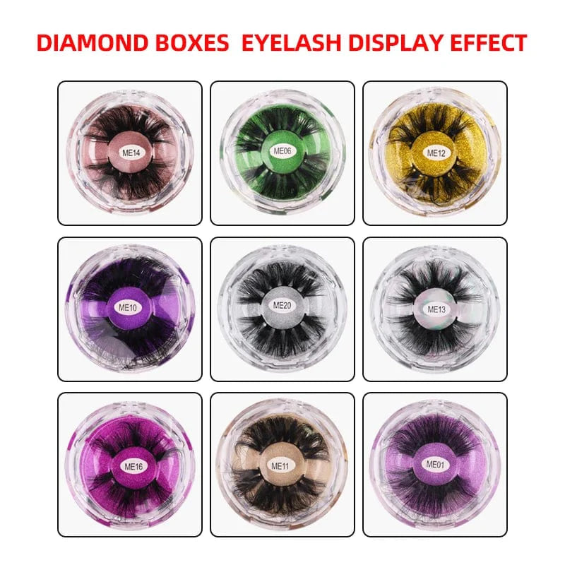Showlu Fashion 25mm 3D Mink Fur Eyelashes, handmade long curled eyelashes with luxurious volume and natural appearance.