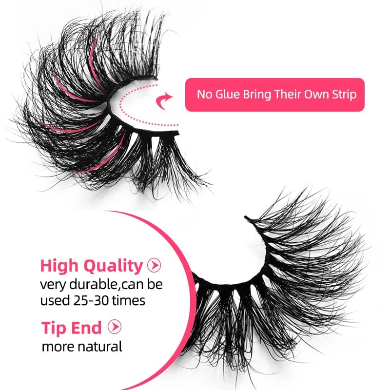 Showlu Fashion 25mm 3D mink fur eyelashes, handmade long curled lashes with premium quality and intricate design.