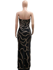 SHOWLU FASHION STORE Beyprern Gorgeous Black Sequin Spaghetti Strap Backless Long Evening Dress Elegant Seuqins Velvet Party DressCelebrities Outfits