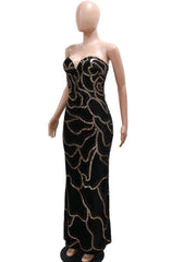 SHOWLU FASHION STORE Beyprern Gorgeous Black Sequin Spaghetti Strap Backless Long Evening Dress Elegant Seuqins Velvet Party DressCelebrities Outfits