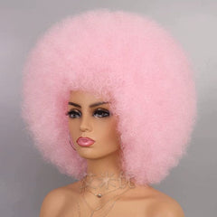 SHOWLU FASHION STORE Big Bang 14inch-Pink Wig Afro Black African Fluffy Short Small Roll Full Top Wig Light Sister Ice Spice Same Style