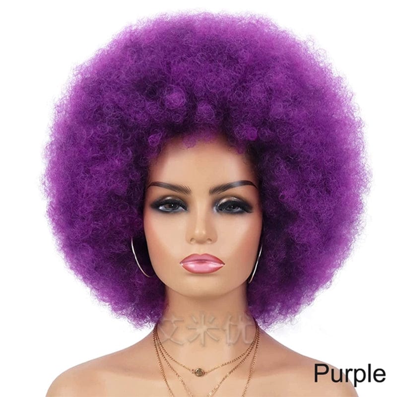 SHOWLU FASHION STORE Big Bang 14inch-T purple Wig Afro Black African Fluffy Short Small Roll Full Top Wig Light Sister Ice Spice Same Style