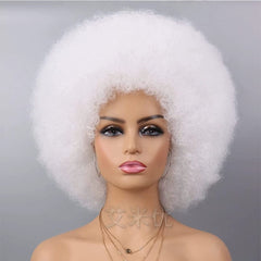 SHOWLU FASHION STORE Big Bang 14inch-White Wig Afro Black African Fluffy Short Small Roll Full Top Wig Light Sister Ice Spice Same Style