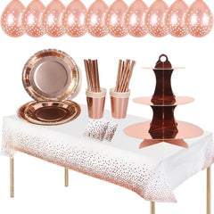 Showlu Fashion Store Birthday Party Decorations Rose Gold Cake Stand Adult Birthday Party Tablecoth Napkins Anniversaire Wedding Decor Party Supplies