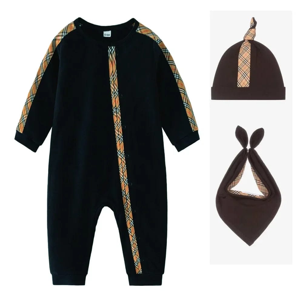  Showlu Fashion Store black / 0-3M Spring Autumn Baby Boys Girls Rompers Cotton Newborn Long Sleeve Jumpsuits Kids Printed Infant Plaid Romper Toddler Clothes