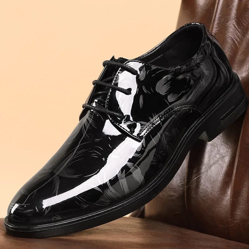  Showlu Fashion Store black 1 / 39 Office Men Dress Shoes Floral Pattern Men Formal Shoes Leather Luxury Fashion Groom Wedding Shoes Men Oxford Shoes Dress 38-47