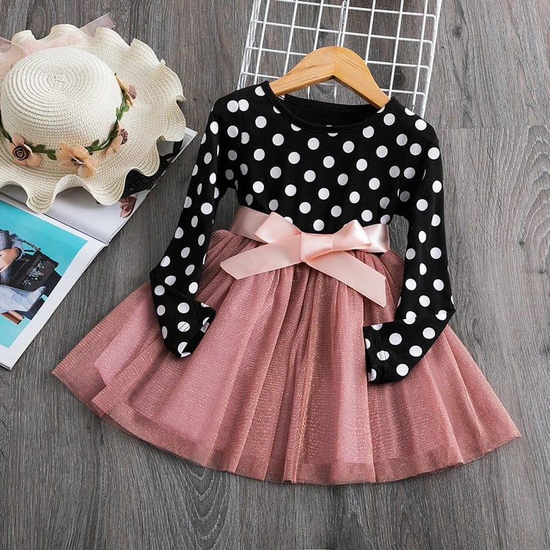  Showlu Fashion Store Black 1 / 3T Kids Dresses For Girls Flower Lace Tulle Dress Wedding Little Girl Ceremony Party Birthday Dress Children Autumn Casual Clothing