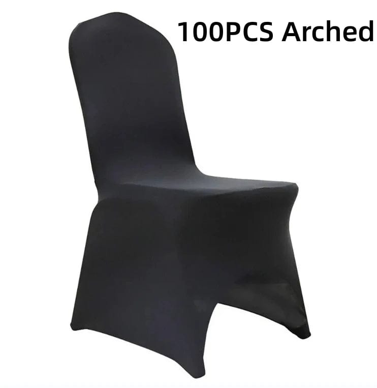 SHOWLU FASHION STORE Black 100pcs Arched / GERMANY 10-100PCS Black White Strong Spandex Universal Wedding Chair Covers Full Seat Slipcovers Restaurant Cafe