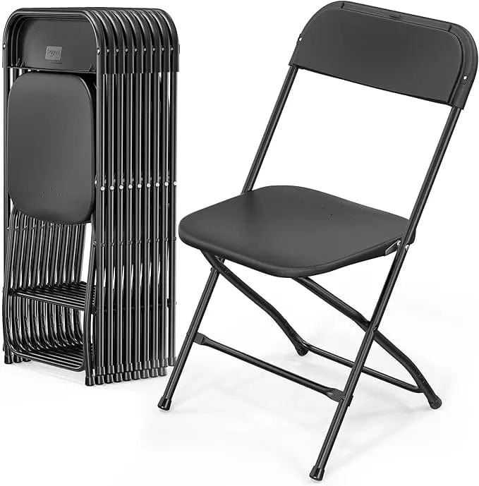 SHOWLU FASHION STORE Black 10Pack / United States VINGLI 20 Pack White Plastic Folding Chair, Indoor Outdoor Portable Stackable Commercial Seat with Steel Frame 350lb