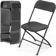 SHOWLU FASHION STORE Black 10Pack / United States VINGLI 20 Pack White Plastic Folding Chair, Indoor Outdoor Portable Stackable Commercial Seat with Steel Frame 350lb