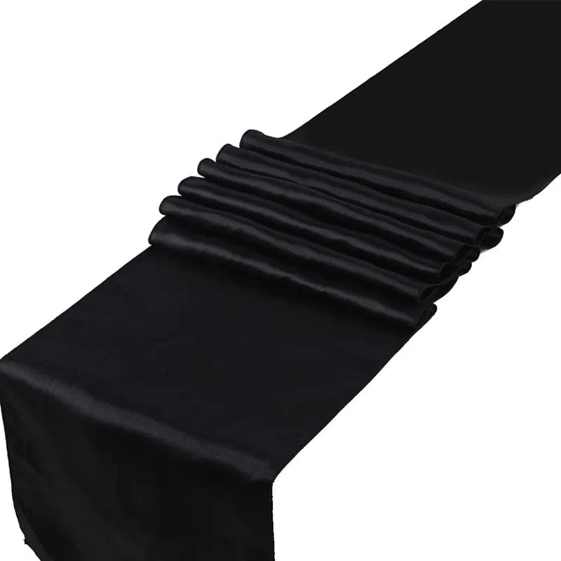 Showlu Fashion Store Black 10Pcs/Set Satin Table Runner 30cm x 275cm For Wedding Party Event Banquet Home Table Decoration Supply Table Cover Accessories