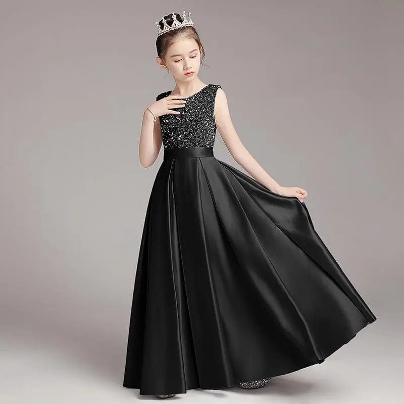 Showlu Fashion Store Black / 110 Children Girl Dress Shiny Luxury Princess Dresses Piano Competition Costume Clothes Evening Birthday Party Dresses Daughter Gift