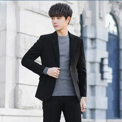  Showlu Fashion Store Black 2 Pcs / Asian S is Eur XXS S-4XL Men's Business Casual Suit Korean Style Trendy Slim Fit 2 Piece Set Solid Color Blazer Pants Groom Wedding Dress Party