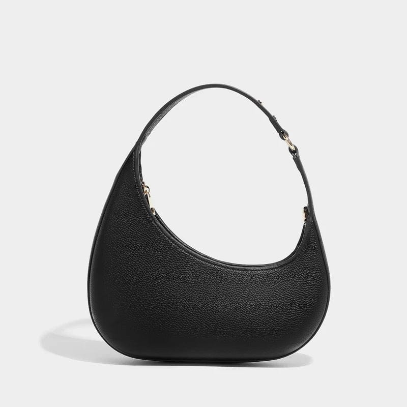 SHOWLU FASHION STORE black / (20cm<Max Length<30cm) Vintage Half Moon Bags For Women Luxury Designer Handbags And Purses 2024 New In PU Lychee texture Rivet Small Underarm Shoulder