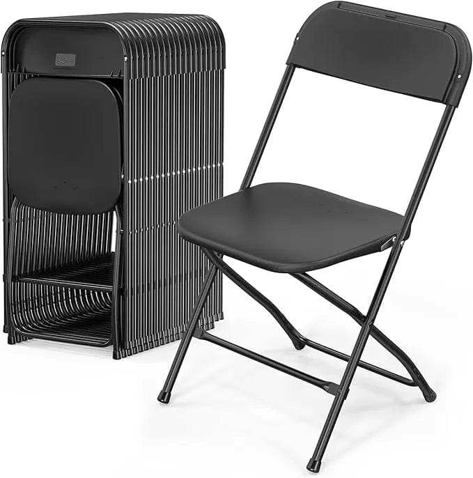 SHOWLU FASHION STORE Black 20Pack / United States VINGLI 20 Pack White Plastic Folding Chair, Indoor Outdoor Portable Stackable Commercial Seat with Steel Frame 350lb