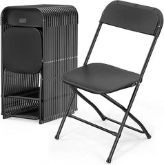 SHOWLU FASHION STORE Black 20Pack / United States VINGLI 20 Pack White Plastic Folding Chair, Indoor Outdoor Portable Stackable Commercial Seat with Steel Frame 350lb