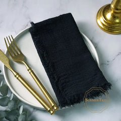 Showlu Fashion Store Black 20PCS Napkins 41x41CM Cotton Cloth Gauze Retro Burr Rustic Kitchen Tea Towel Wedding Party Dinner Christmas Napkin Table Decor