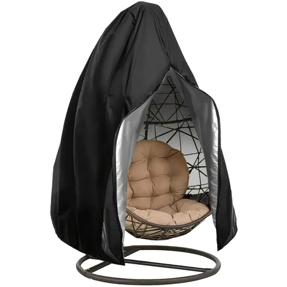 Showlu Fashion Store Black 210D 210D Patio Hanging Egg Chair Cover Waterproof Wind-Proof Swing Egg Chair Cover With Zipper Buckle for Outdoor Wicker Single Seat