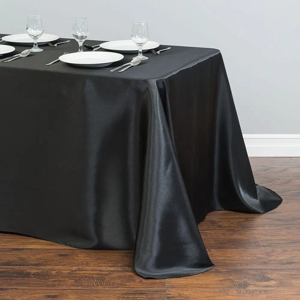  Showlu Fashion Store Black / 228x335cm-90x132inch Rectangular Table Cloth Satin Cloth Square Table Cloth suitable for buffet table party holiday dinner wedding banquet decoration