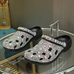  Showlu Fashion Store Black / 35 Women Summer Luxury Slippers EVA Rhinestone Decoration Sandals Beach Slides Flip Flop Soft Fashion Casual Shoes For Female 35-41