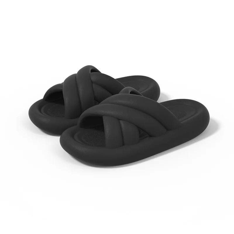  Showlu Fashion Store Black / 36-37(fit 35-36) Women Thick Platform Cloud Slippers Summer Leisure Men Ladies Indoor Bathroom Anti-slip Shoes Beach Eva Soft Sole Slide Sandals