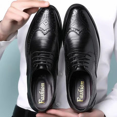 SHOWLU FASHION STORE black / 38 Oxford Shoes Genuine Calfskin Leather Brogue Dress Shoes Classic Business Formal Shoes Man Handcrafted Mens