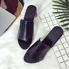  Showlu Fashion Store Black / 43 Sandalias French Mid Heel Slipper Women 2023 Summer New Fashion Thick Heel Sandal Designer Shoe PersonalizedWomen Shoe Slippers