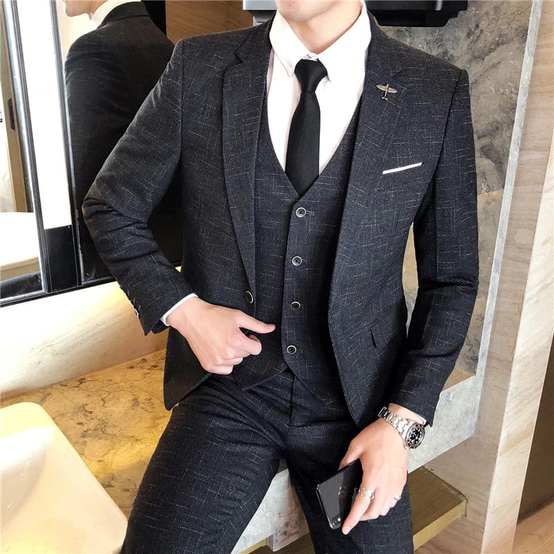  Showlu Fashion Store black / 4XL (EUR XL) Stylish and Comfortable Suit Suit Men Business + Leisure Professional Suit Slim Handsome Marriage Three-piece Set