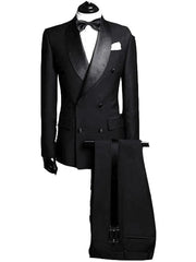 SHOWLU FASHION STORE Black / 5XL Black/Gray Men's 2 Pieces Formal Jacket & Pants Slim Fit Double Breasted Suits Business Wedding Tuxedos for Men Casual Clothing