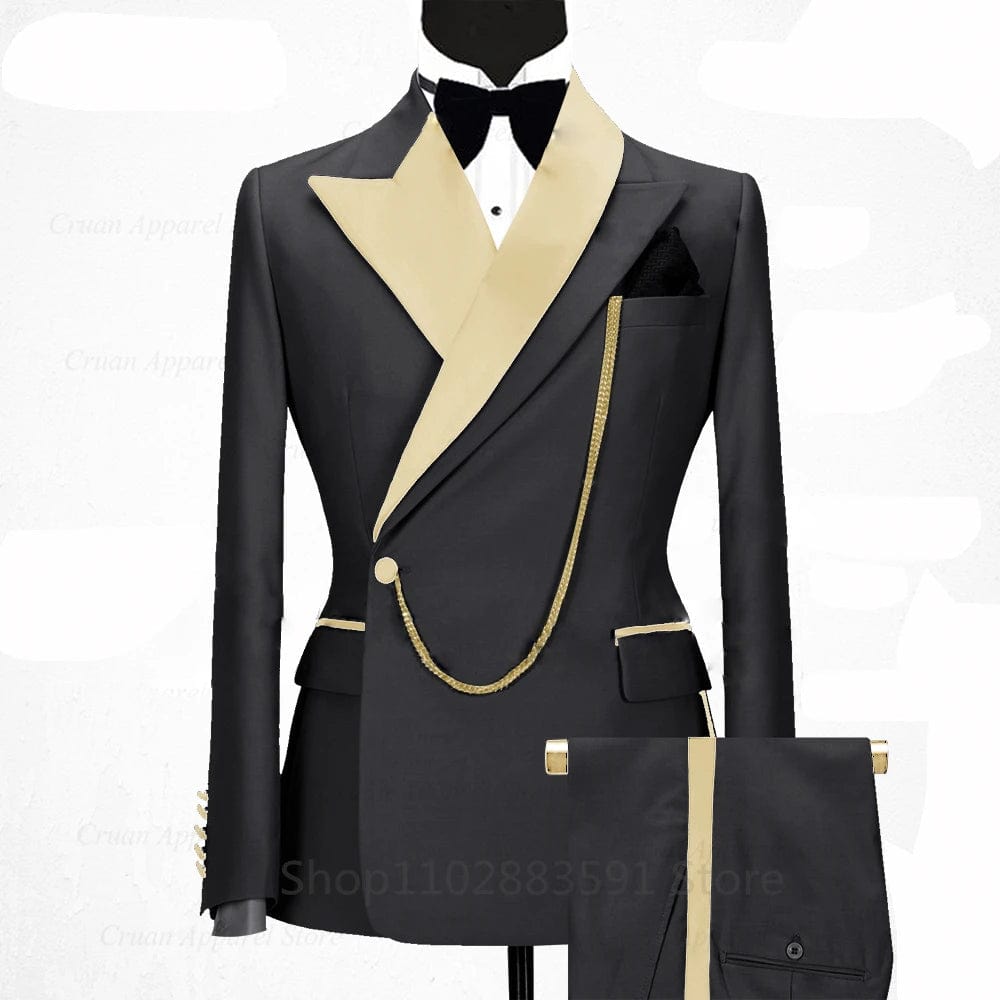 SHOWLU FASHION STORE Black / 5XL(EU60 or US50) Luxury Fashion Men Suits Slim fit Business Shiny Lapel Blazer 2 Pieces Evening Dinner Wedding Tuxedos Custom Jacket Pants Set