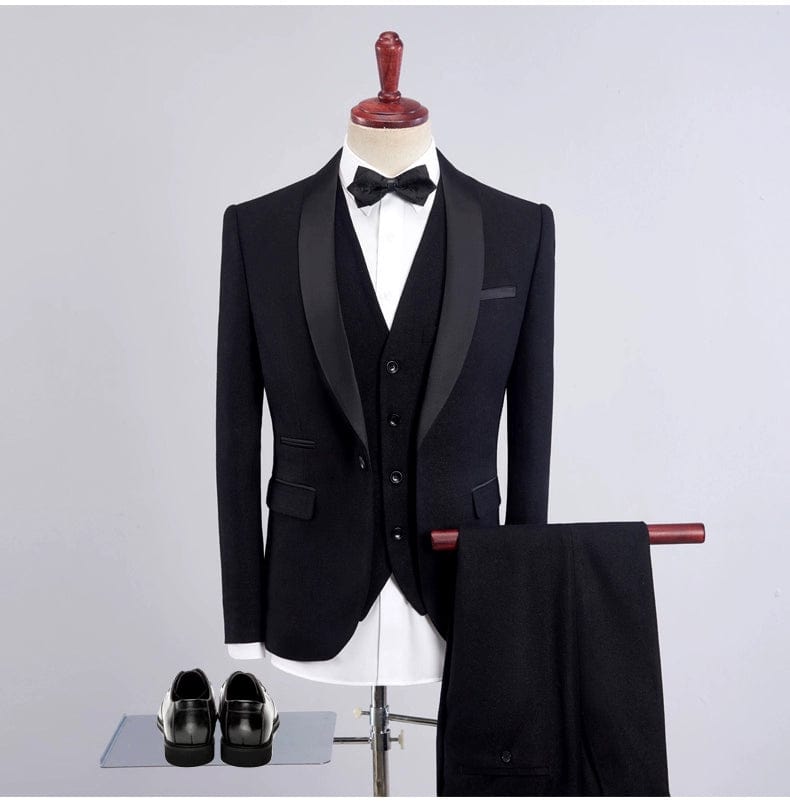  Showlu Fashion Store Black / 5XL Suit Three-Piece Suit New Men's Fashion Three-Piece Suit