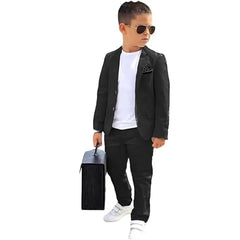 SHOWLU FASHION STORE black / 6 / CHINA Fashion Solid Boys Suits Chic Notch Lapel Single Breasted 2 Piece Wedding Party Formal Suit for Boy Slim Blazer with Pants