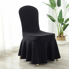  Showlu Fashion Store Black air layer Sun skirt chair cover Thickened Air Layer Conference Hotel White Banquet Elastic Chair Cover Hotel Dedicated for Home Use and Restaurants Chair Cover One-Piece