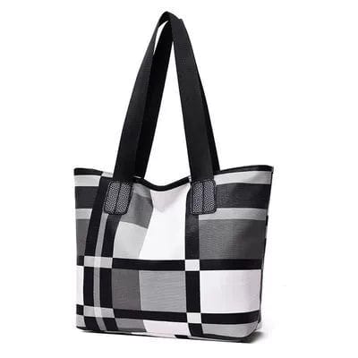 Showlu Fashion Store Black and white plaid Bag Women's Large Capacity Korean Style Contrast Color Fashion Women's Bag